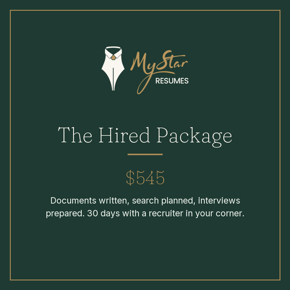 The Hired Package, $545, MyStar Resumes